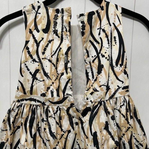 Girl's elegant dress, brush print in colors black, beige and gold - Picture 2 of 12